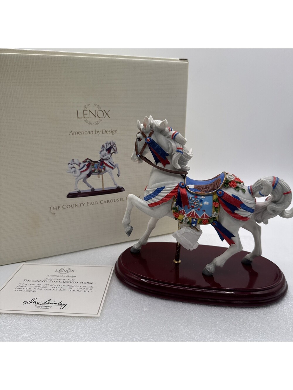 Lenox The County Fair Carousel Horse American Flag Eagle On Platform Figurine